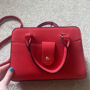 New With Tags Beautiful Red Vegan Leather Crossbody Purse